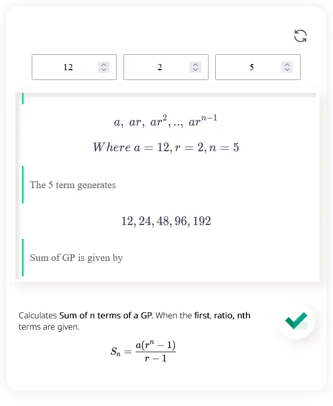 sum of GP calculator