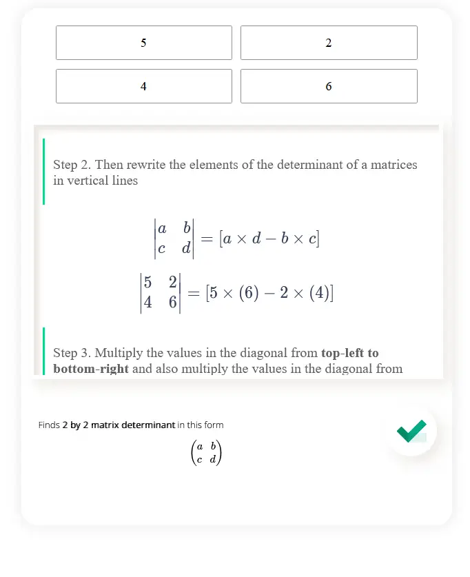 2 by 2 matrix determinants